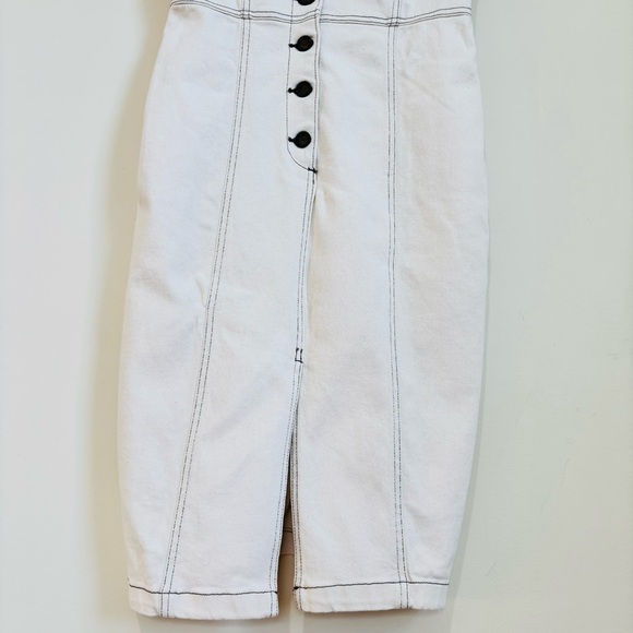 Zara Bodycon Overall Sleeveless corset Black Button Front Off White Denim Dress - Picture 5 of 16